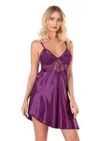 Mor Kısa Saten Gecelik Ahu Primoda 8100 Mor detay görünüm